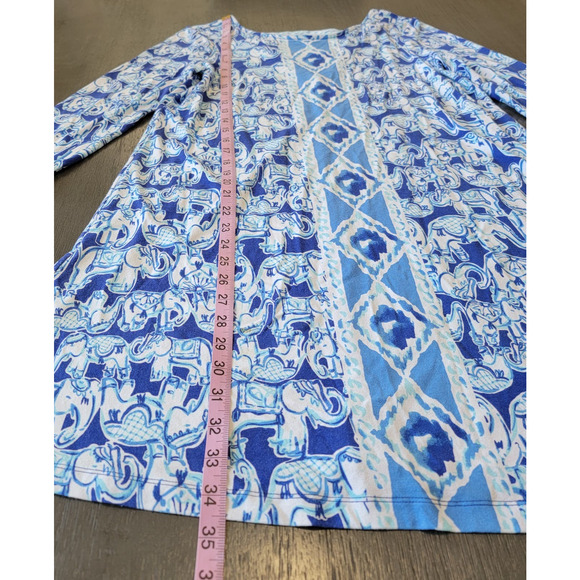 Lilly Pulitzer Ophelia Dress Bomber Blue Get Trunky Engeneered Print Size Medium - Picture 10 of 10